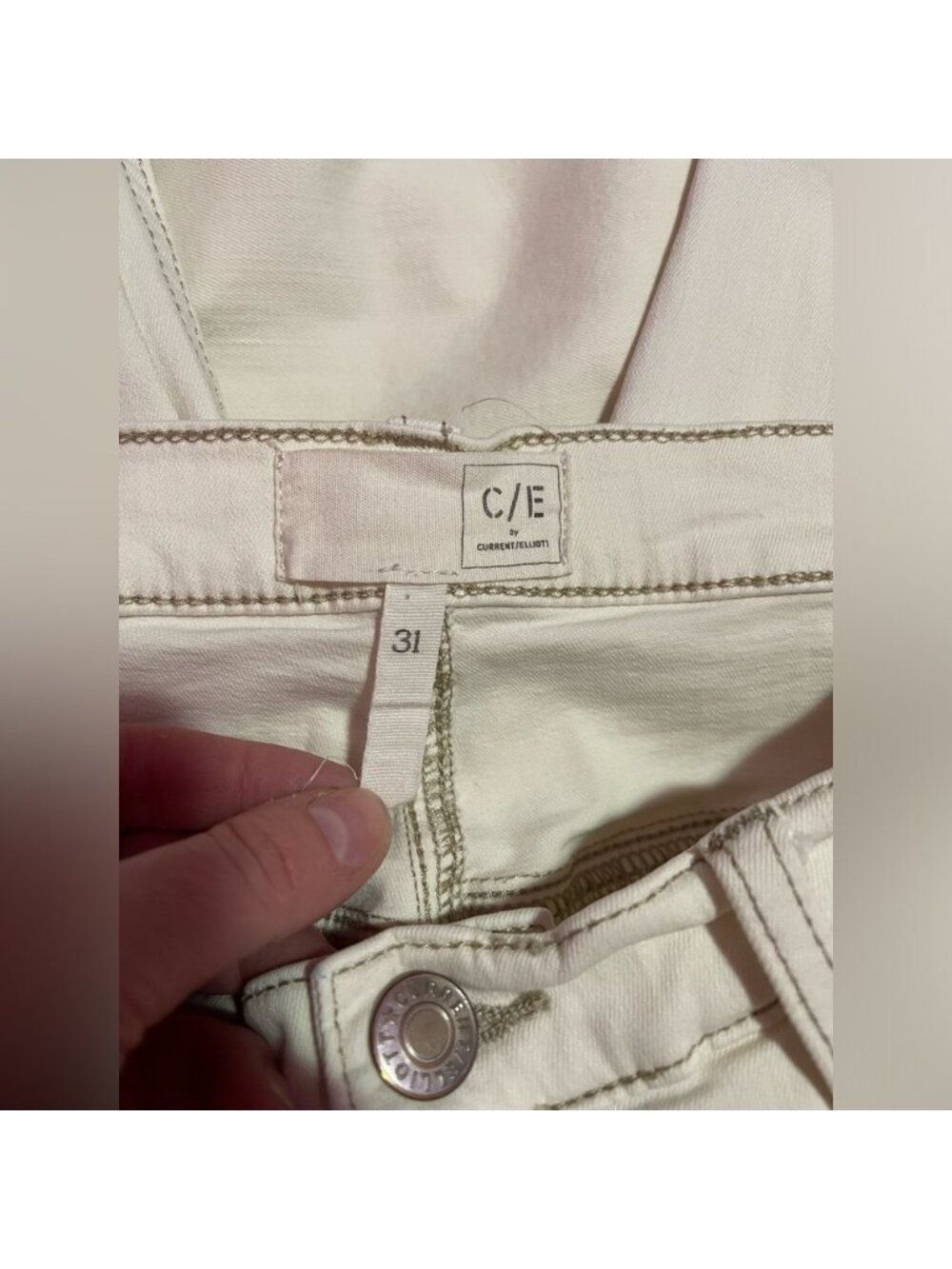 Current/Elliott Jeans Women’s Size 31 Off-White Denim Bootcut High Waisted - Picture 10 of 11